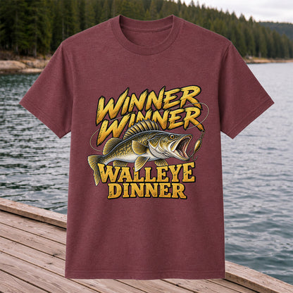 Winner Winner Walleye Dinner Funny Fishing Graphic T-Shirt