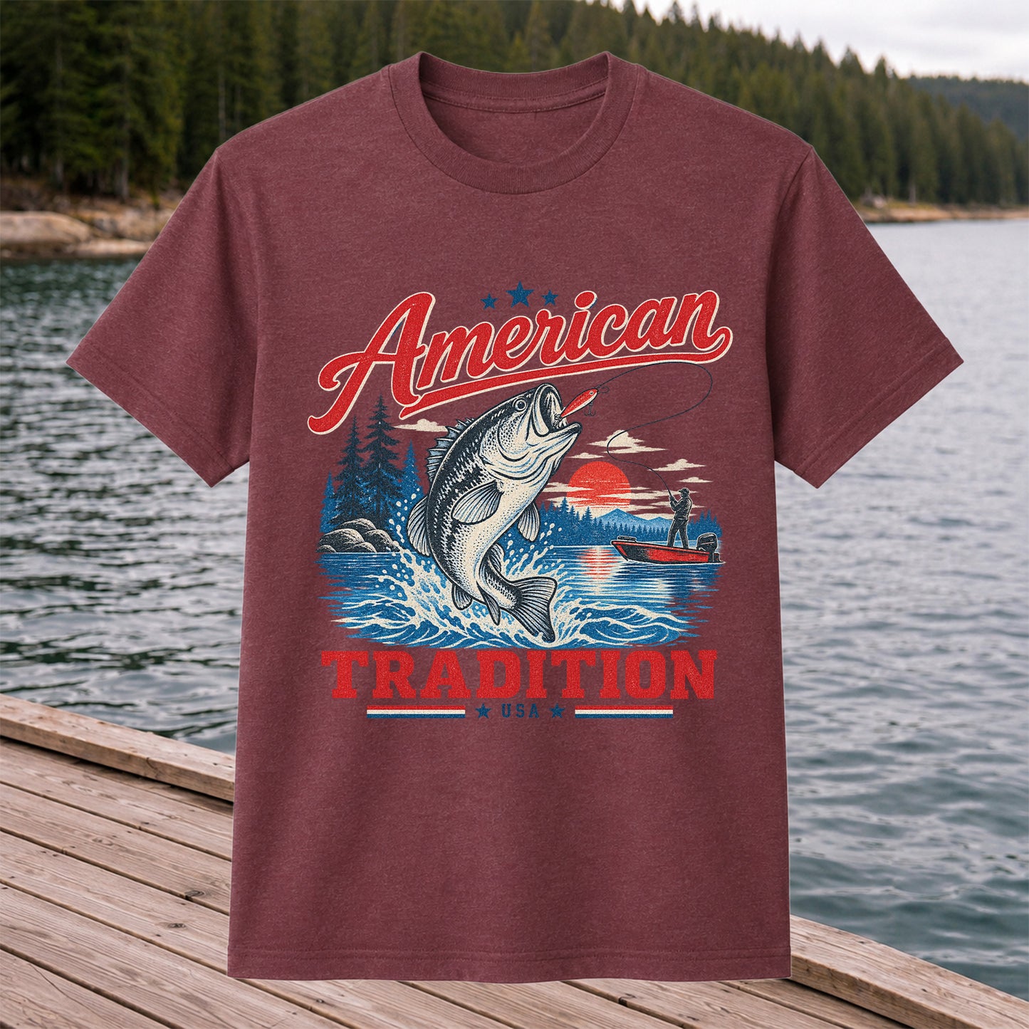 American Tradition Bass Fishing Graphic T-Shirt