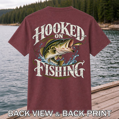Hooked on Fishing Largemouth Bass Graphic T-Shirt | Back Print