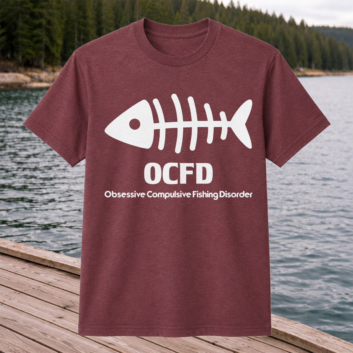 Funny Fish Skeleton Fishing Graphic T-Shirt