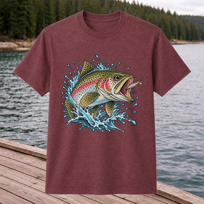 Rainbow Trout Striking a Fishing Lure Graphic T-Shirt