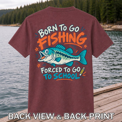 Funny Fish Fishing Graphic T-Shirt for Back to School | Back Print
