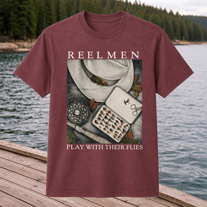 Fly Fishing T-Shirt Reelmen Play With Their Flies Vintage Fly Fisherman Tee