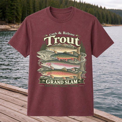 Catch and Release Trout Grand Slam Fishing Graphic T-Shirt