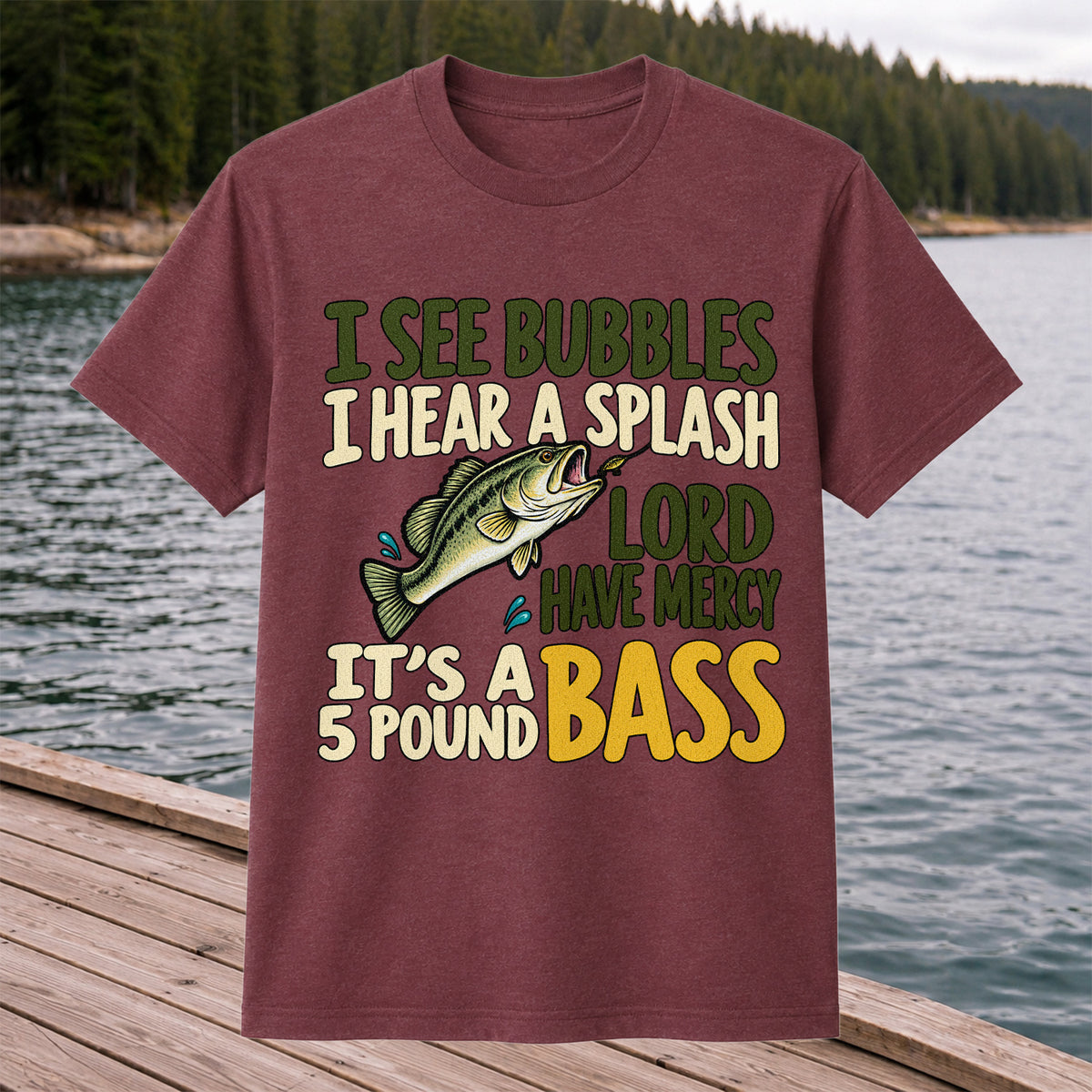 Five Pound Bass Fishing Humor Graphic T-Shirt