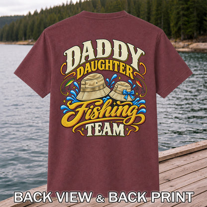Dad Daughter Fishing Team Family Fishing Graphic T-Shirt | Back Print