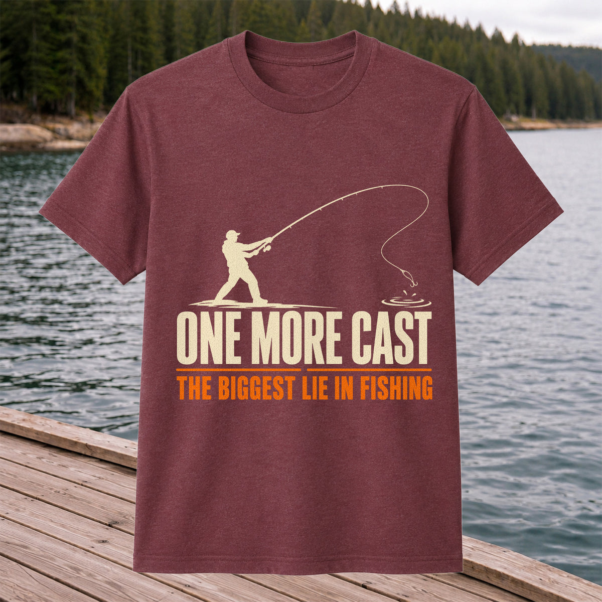 Fishing Angler Silhouette Graphic T-Shirt
