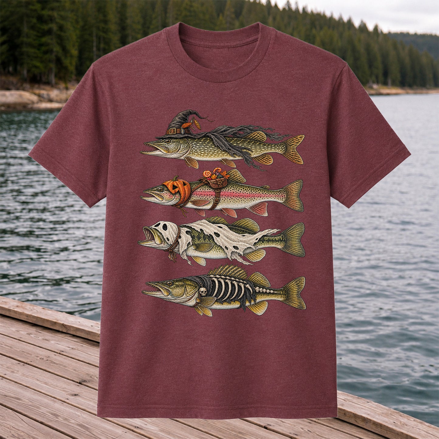 Halloween Costume Fish Freshwater Fishing Graphic T-Shirt