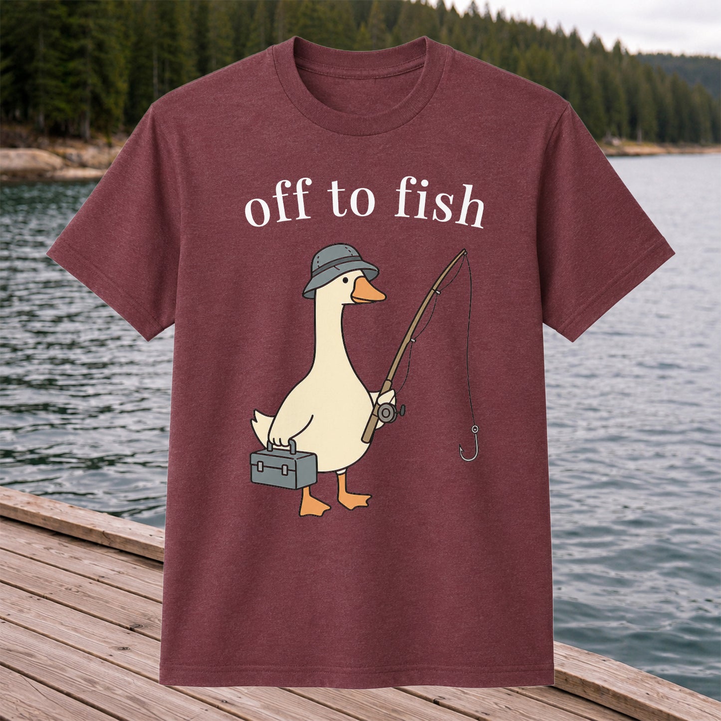 Off To Fish T-Shirt Funny Goose Fishing Shirt Vintage Angler Tee