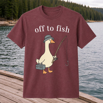 Off To Fish T-Shirt Funny Goose Fishing Shirt Vintage Angler Tee