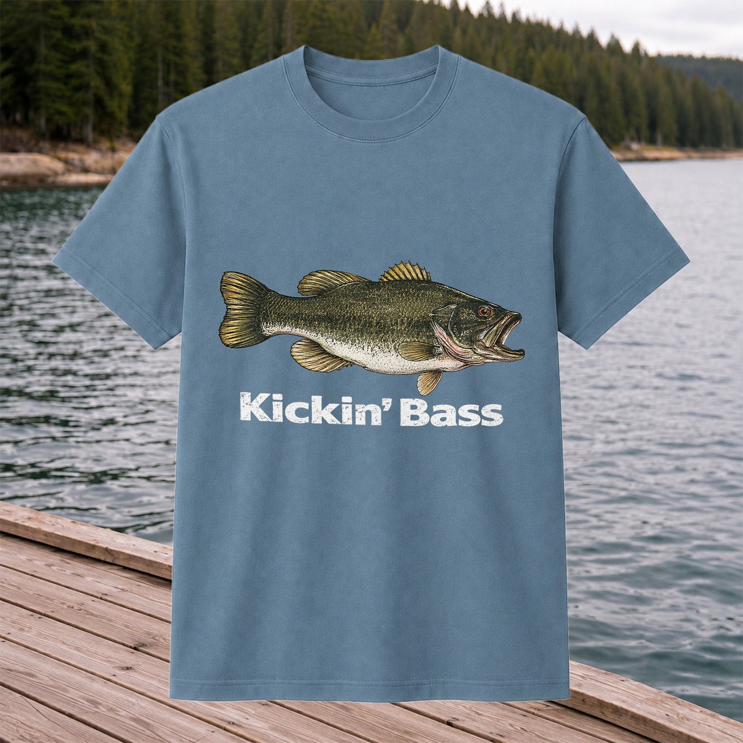 Kickin' Bass Largemouth Bass Funny Fishing Graphic T-Shirt