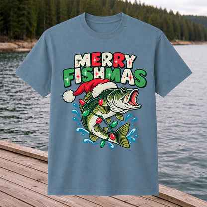 Christmas Bass Wrapped in Lights Graphic T-Shirt