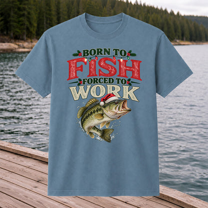 Born to Fish Forced to Work Christmas Largemouth Bass Graphic T-Shirt