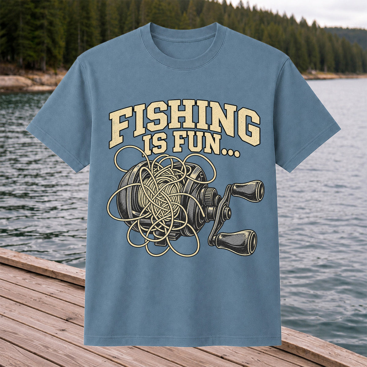 Fishing Is Fun Tangled Baitcasting Reel Funny Fishing T-Shirt