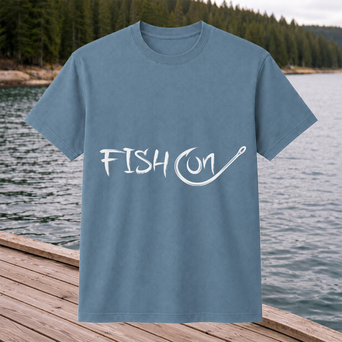 Fish On Fishing Hook Minimalist Graphic T-Shirt