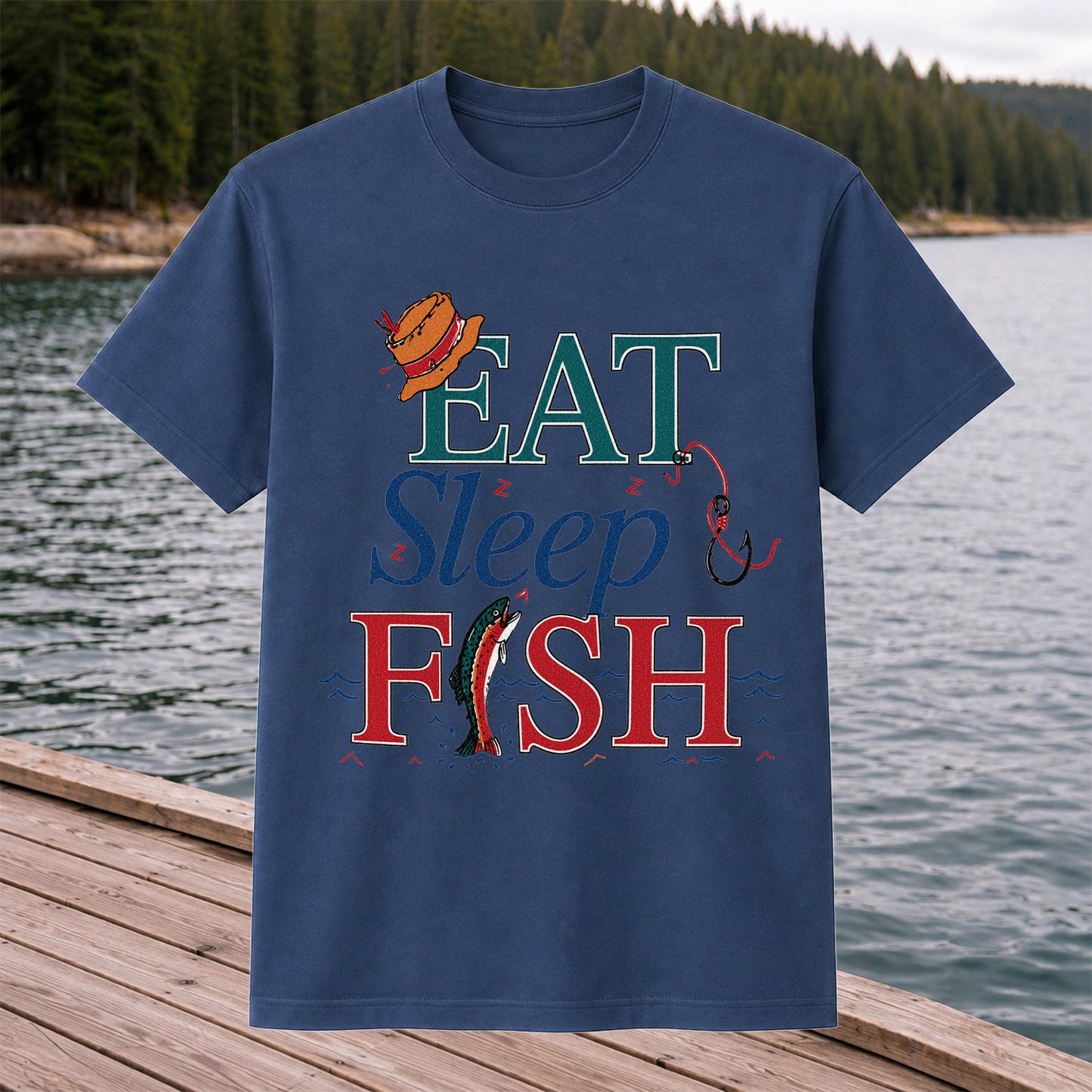 Eat Sleep Fish T-Shirt Trout Fishing Vintage Angler Tee