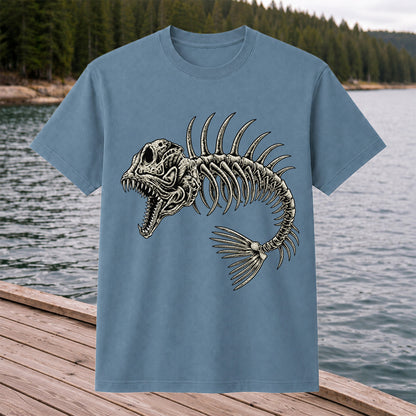 Gothic Fish Skeleton Fishing Graphic T-Shirt