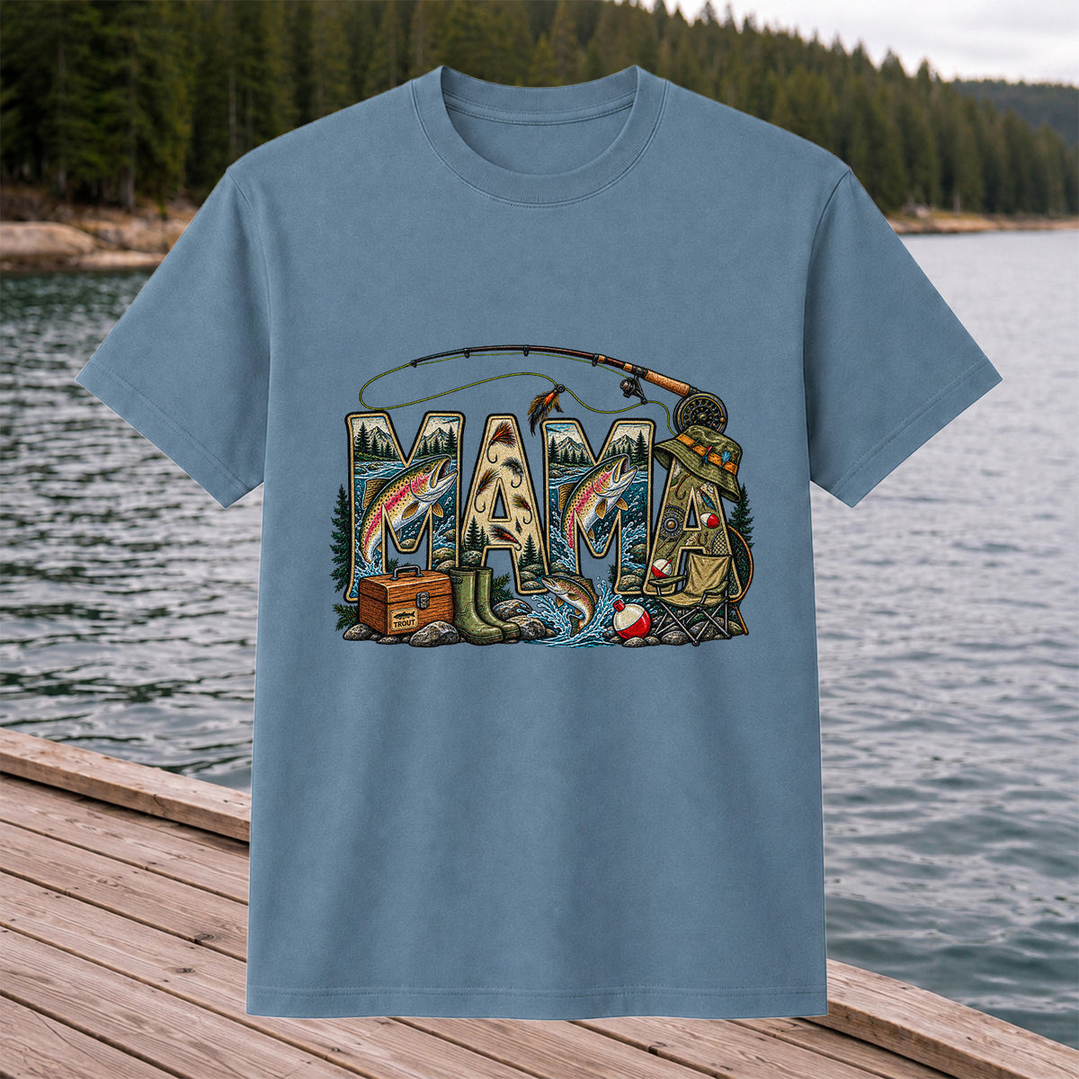 Mama Rainbow Trout Fly Fishing Vintage Graphic T-Shirt