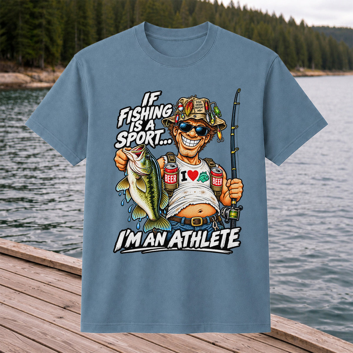If Fishing Is a Sport I'm an Athlete Funny Bass Angler T-Shirt
