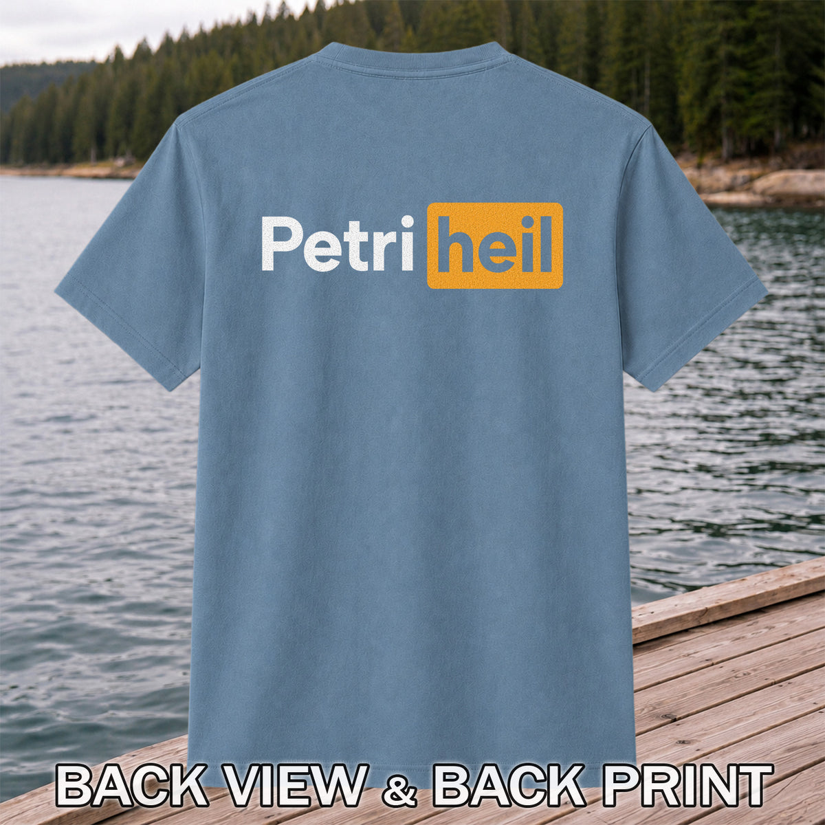 Petri Heil Fishing Logo Graphic T-Shirt | Back Print