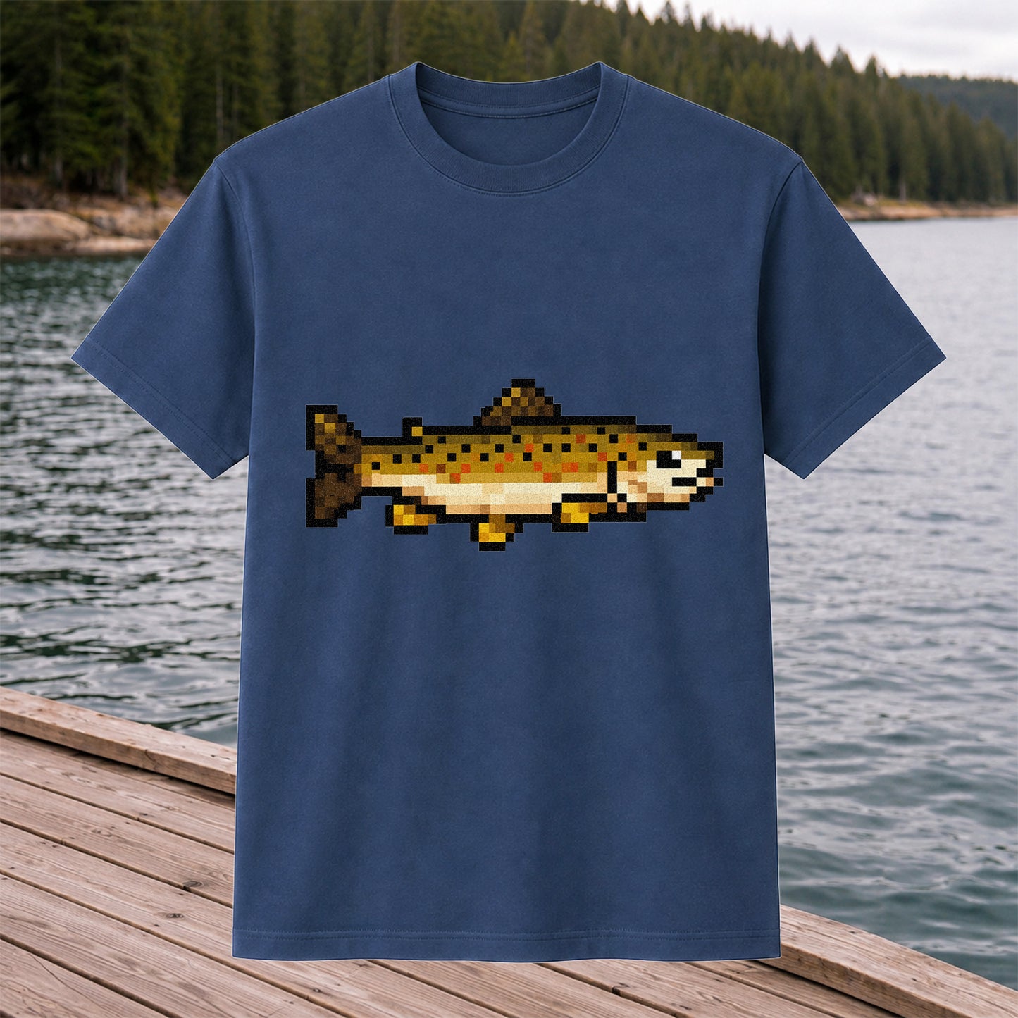 Pixel Art Trout Fishing T-Shirt Retro Fishing Tee