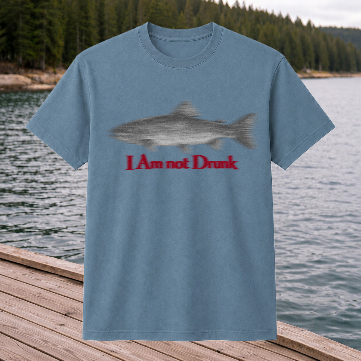 I Am Not Drunk Funny Blurry Trout Fishing Graphic T-Shirt