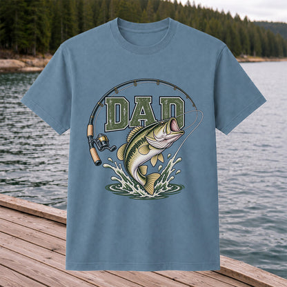Dad Bass Fishing Rod and Reel Graphic T-Shirt