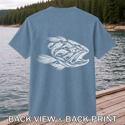 Fly Fishing Fish Design Graphic T-Shirt | Back Print