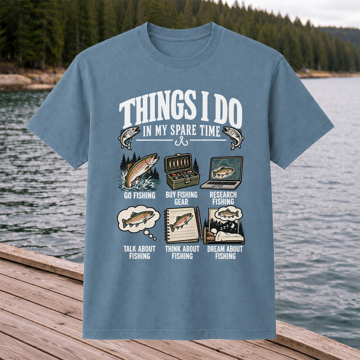 Things I Do in My Spare Time Funny Fishing Graphic T-Shirt
