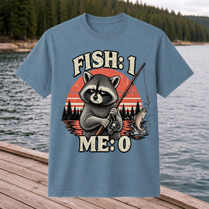 Fish: 1 Me: 0 Funny Raccoon Trout Fishing T-Shirt