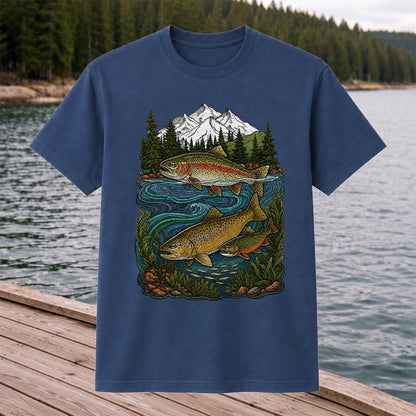 Trout Fishing T-Shirt  Mountain River Fishing Tee