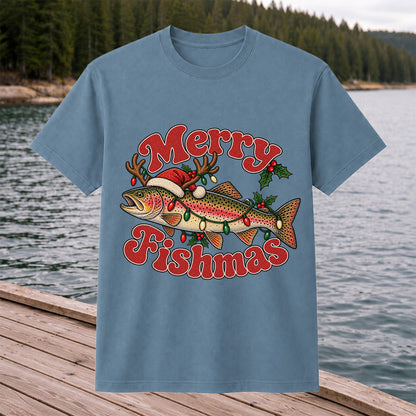 Merry Fishmas Reindeer Rainbow Trout Christmas Fishing T-Shirt