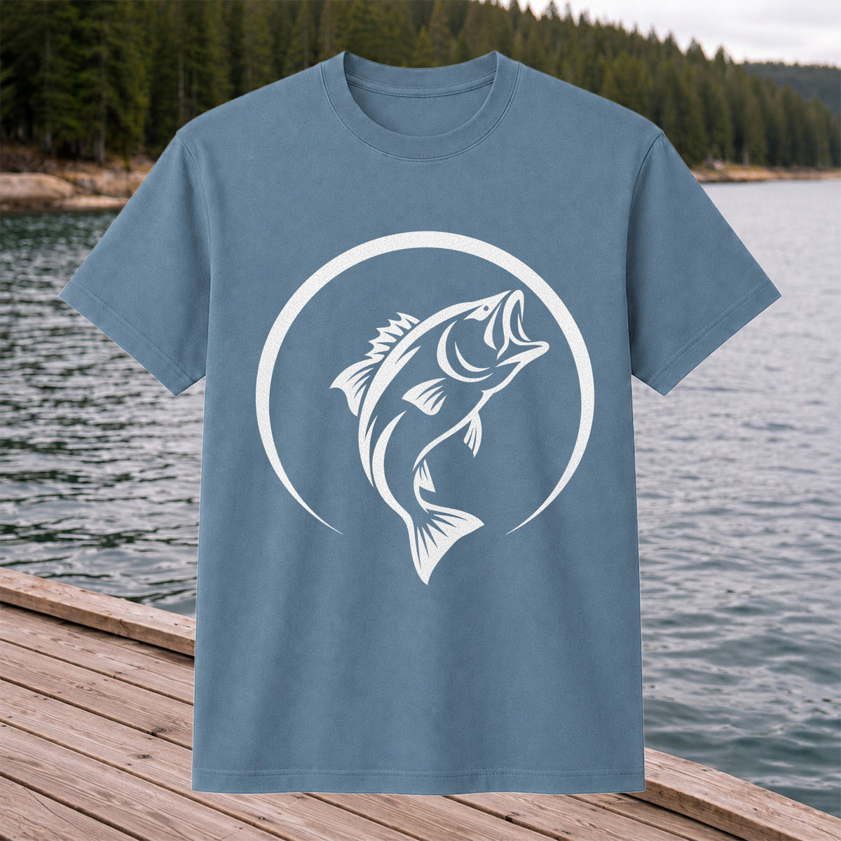Minimalist Jumping Bass Fishing Silhouette T-Shirt