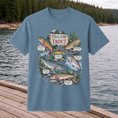 Field Guide to Trout Vintage Freshwater Fishing Graphic T-Shirt