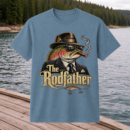The Rodfather Rainbow Trout Gangster Funny Fishing T-Shirt