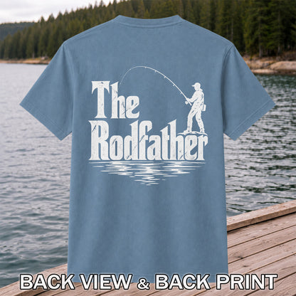The Rodfather Funny Fishing Graphic T-Shirt | Back Print