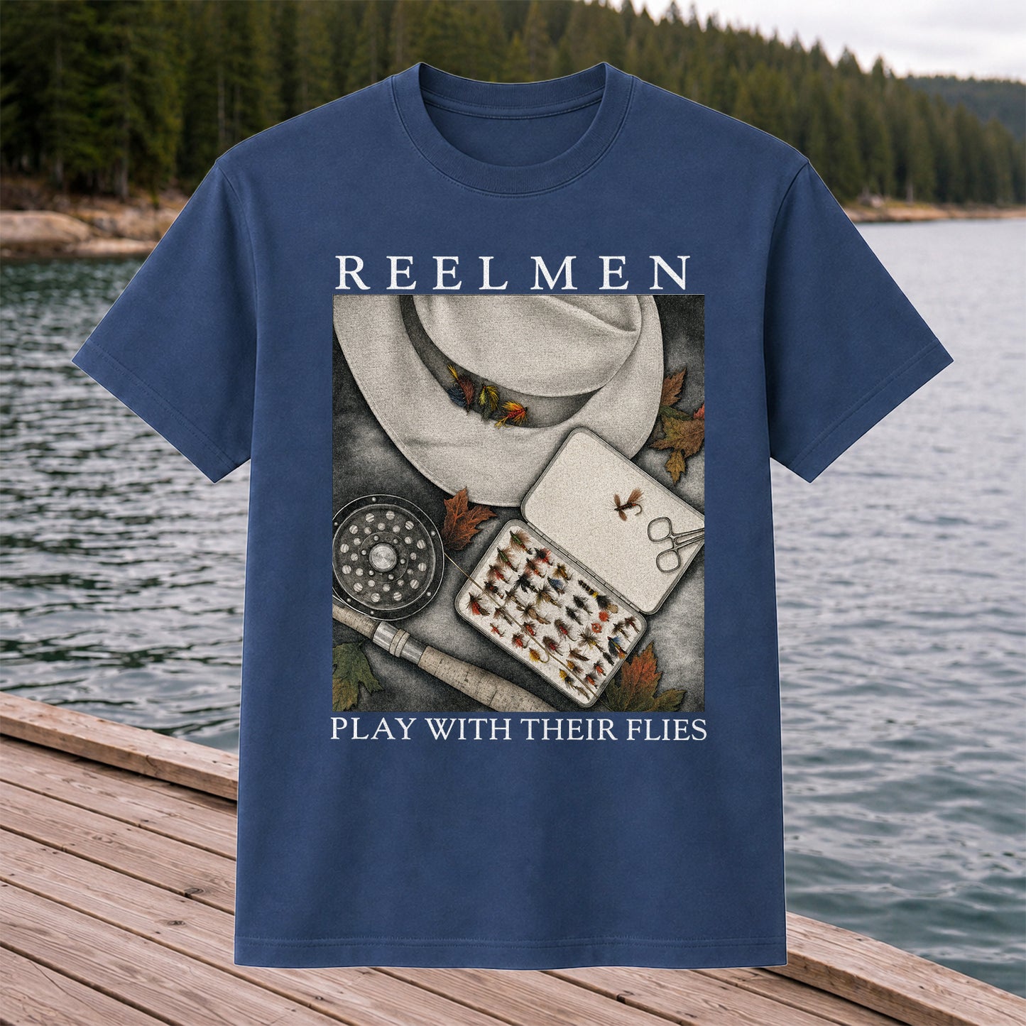 Fly Fishing T-Shirt Reelmen Play With Their Flies Vintage Fly Fisherman Tee