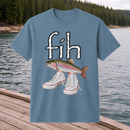 Fih Rainbow Trout Wearing Sneakers Funny Fishing Graphic T-Shirt