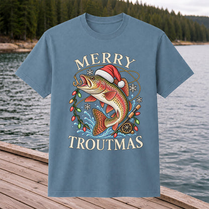 Merry Troutmas Rainbow Trout Christmas Fishing T-Shirt