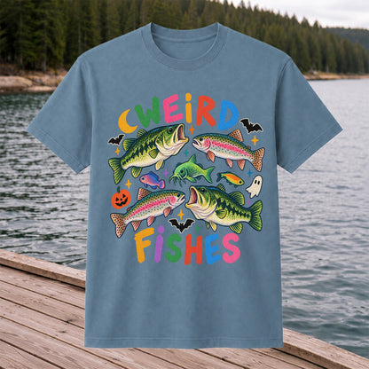 Weird Fishes Halloween Bass and Rainbow Trout Fishing T-Shirt