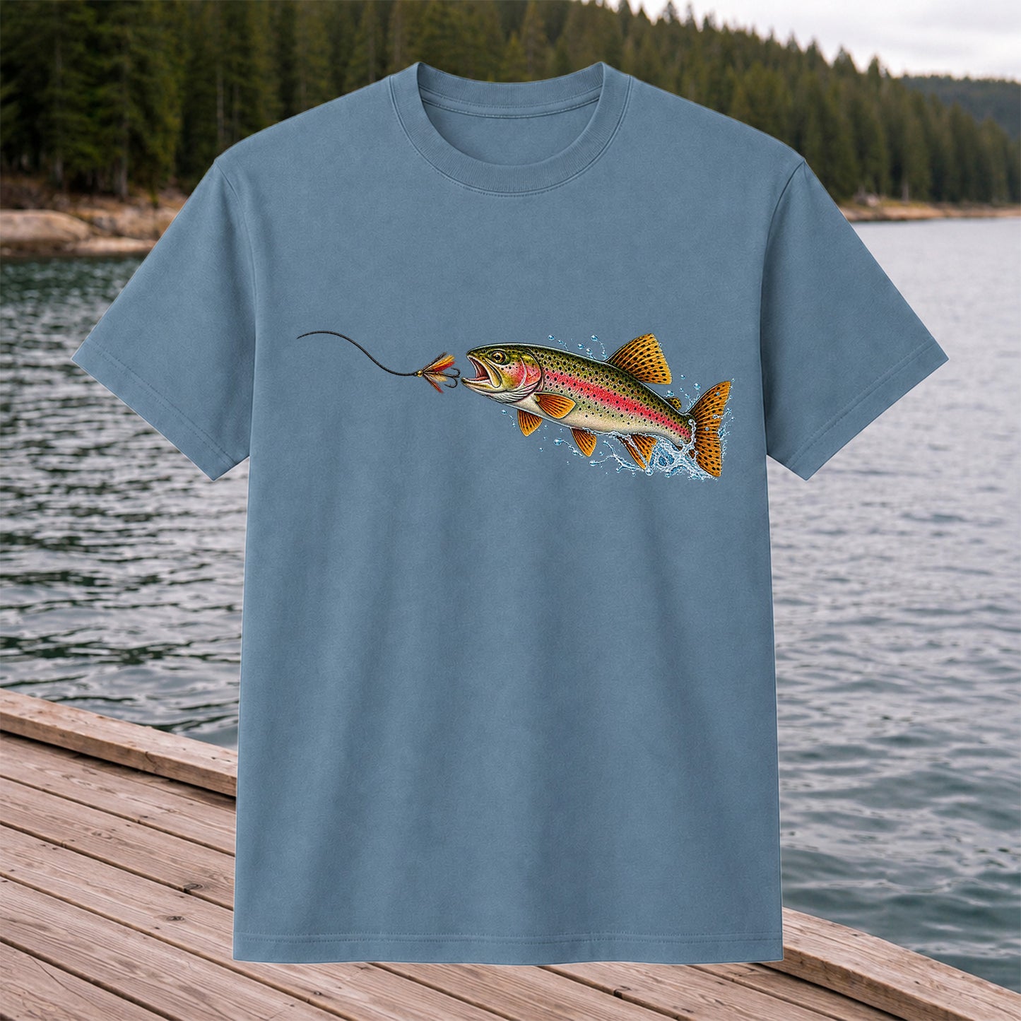 Rainbow Trout Chasing a Fly Fishing Graphic T-Shirt