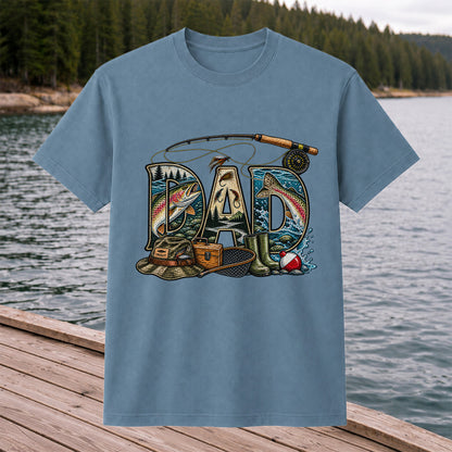 Dad Rainbow Trout Fly Fishing Vintage Graphic T-Shirt