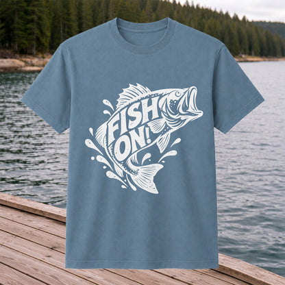 Fish On! Jumping Bass Fishing Distressed Graphic T-Shirt