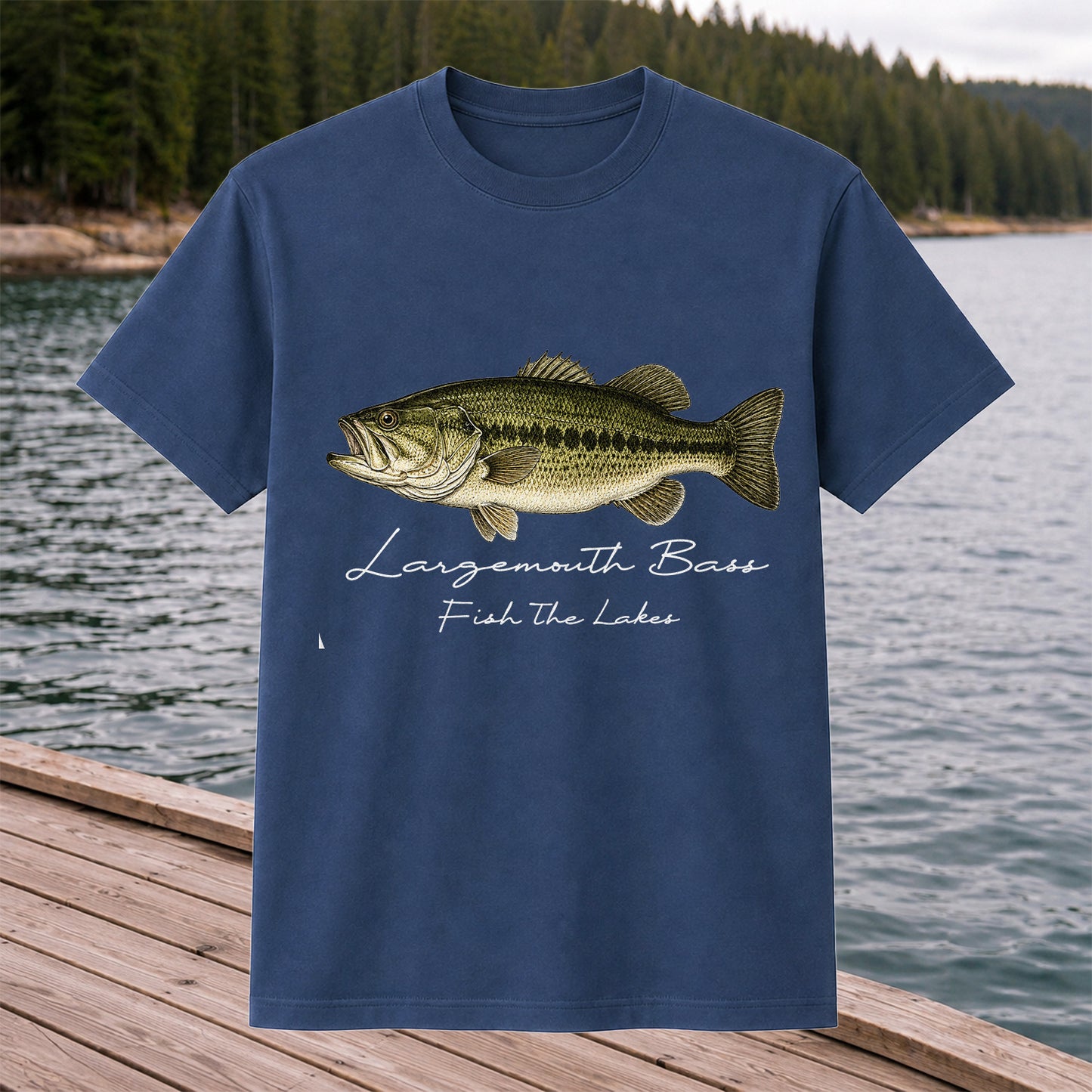 Largemouth Bass Fishing T-Shirt Fish The Lakes Vintage Bass Angler Tee