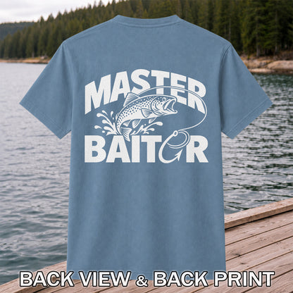 Master Baiter Funny Trout and Fishing Hook T-Shirt | Back Print