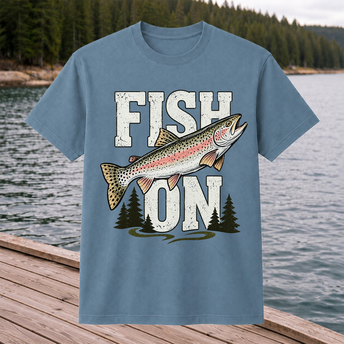 Fish On Rainbow Trout Fishing Graphic T-Shirt