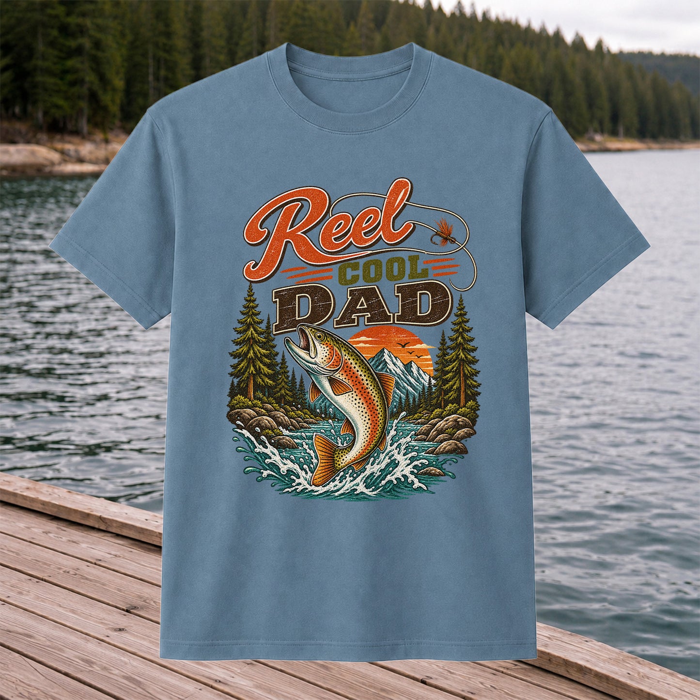 Reel Cool Dad Trout Fishing Graphic T-Shirt