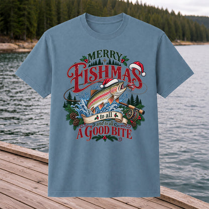Merry Fishmas to All and to All a Good Bite Rainbow Trout T-Shirt