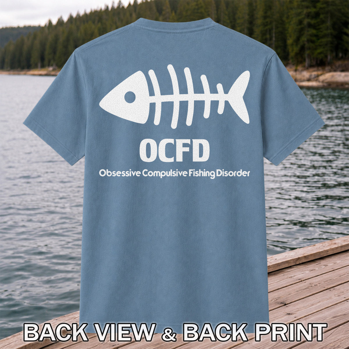 Funny Fish Skeleton Fishing Graphic T-Shirt | Back Print