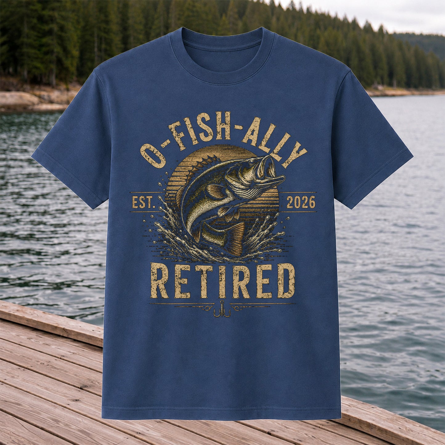O-Fish-Ally Retired Bass Fishing T-Shirt